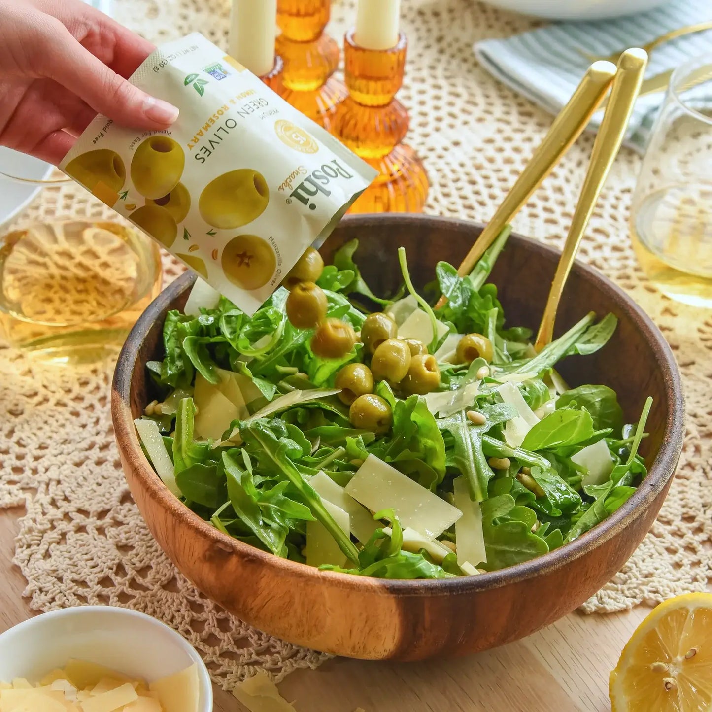 POSHI - Poshi Snacks - Lemon & Rosemary Pitted Green Olives 1.1oz/10