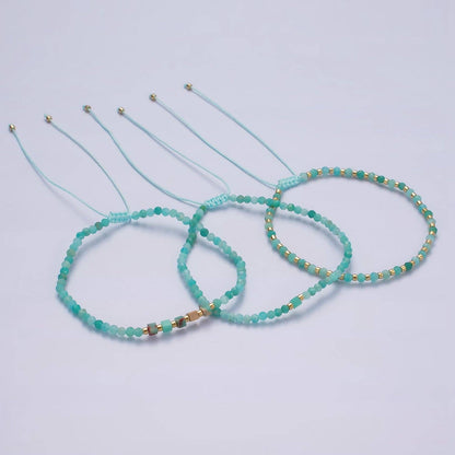 Aim Eternal - 14K Gold Filled Turquoise Multifaceted Turquoise Rope Adjustable Friendship Bracelet | WA-2013 ~ WA-2015