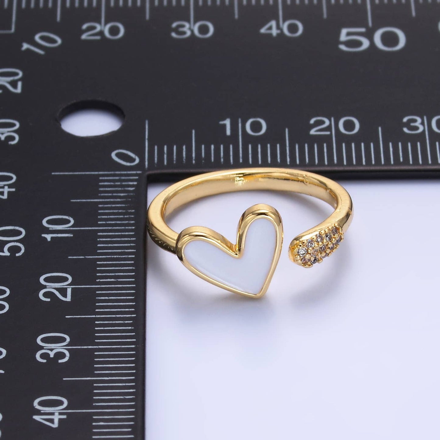 Aim Eternal - Dainty White Gold Heart Ring Adjustable Ring