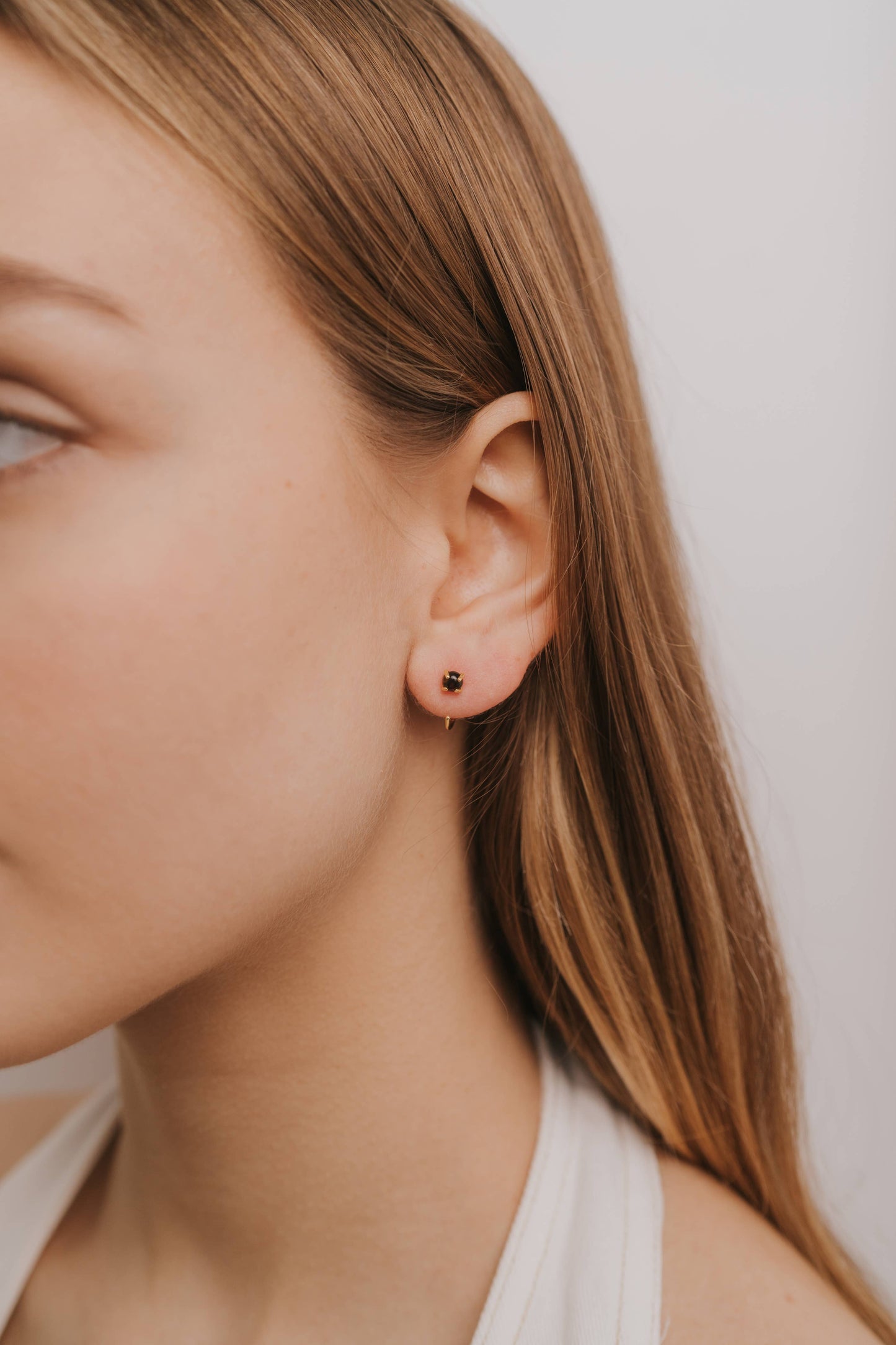 JaxKelly - Huggies - Obsidian - Gold Earrings