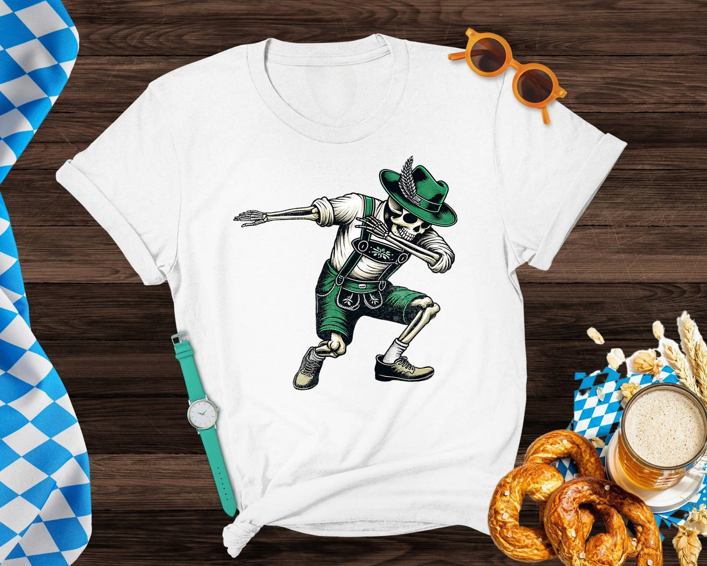 Vivtrek - Funny Oktoberfest Shirt, Dabbing Skeleton Shirt, Beer Shirt