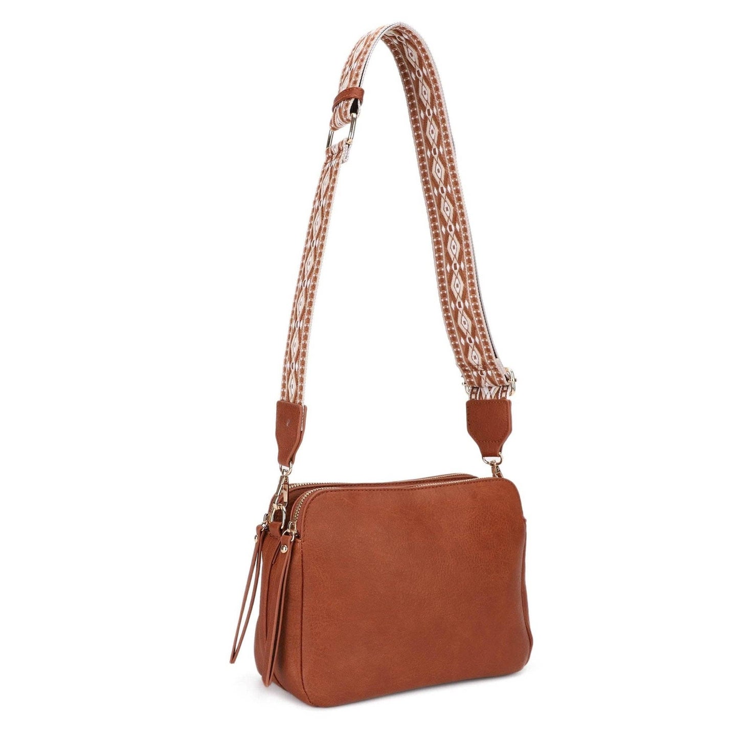 MiMi Wholesale - EJ60197 Mila 3 Compartment Crossbody Bag With Guitar Strap