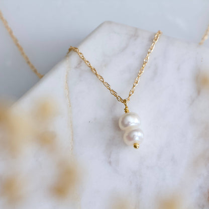 Mesa Blue - Mini Pearl Drop Necklace - Gold Filled
