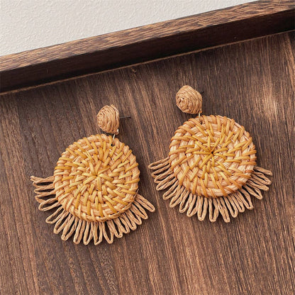 Dipped Shop - Vintage Handwoven Rattan Grass Earrings DP25D776
