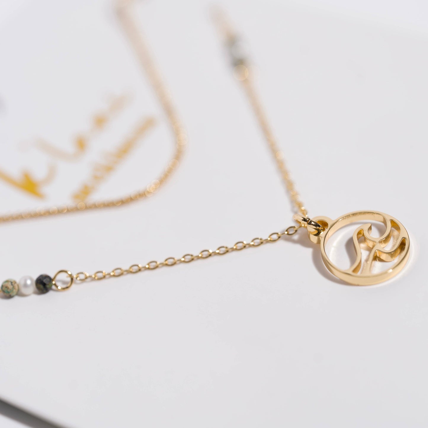 K'lani hair tie bracelets - "Reflect" Golden Wave Necklace Set