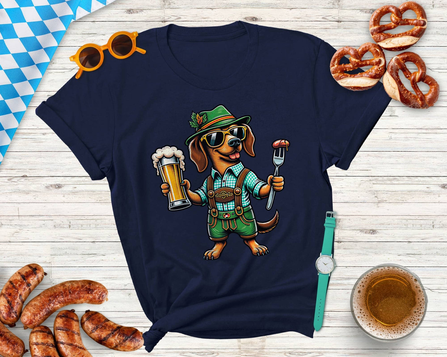 Vivtrek - Oktoberfest Dachshund Lederhose Shirt, Weiner Dog Shirt