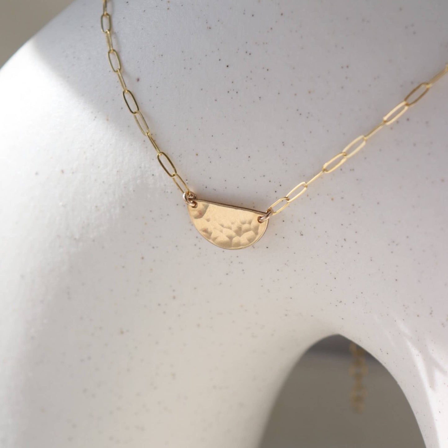 Token Jewelry - Half Moon Necklace in 14k Gold Fill or Sterling Silver 
