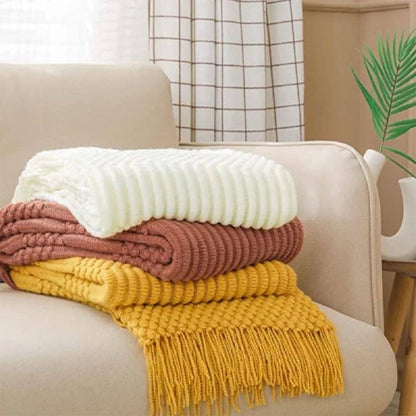 Fennco Styles - Waffle Stripe 50x60 Inch Throw Blanket