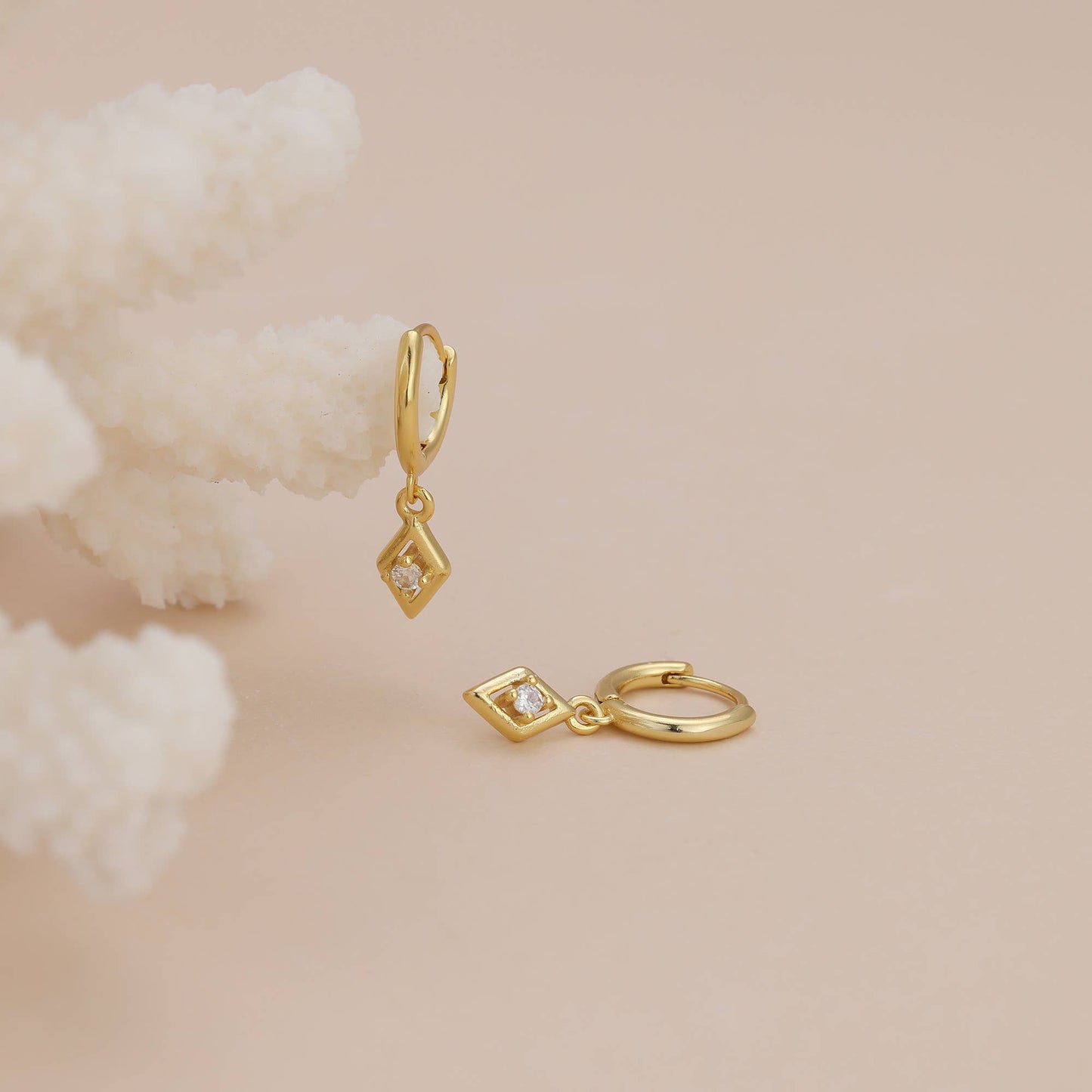 Melange Blanc - E181 dangle hoop earring, dangle earring, gold dangle