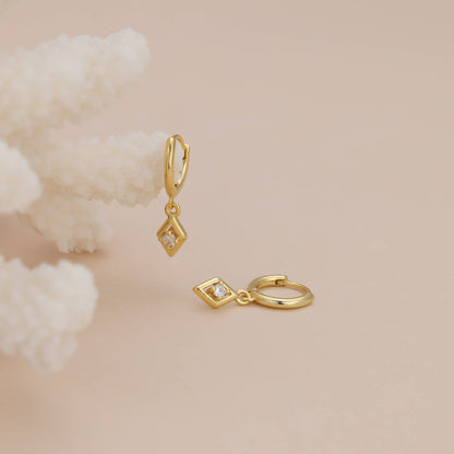 Melange Blanc - E181 dangle hoop earring, dangle earring, gold dangle