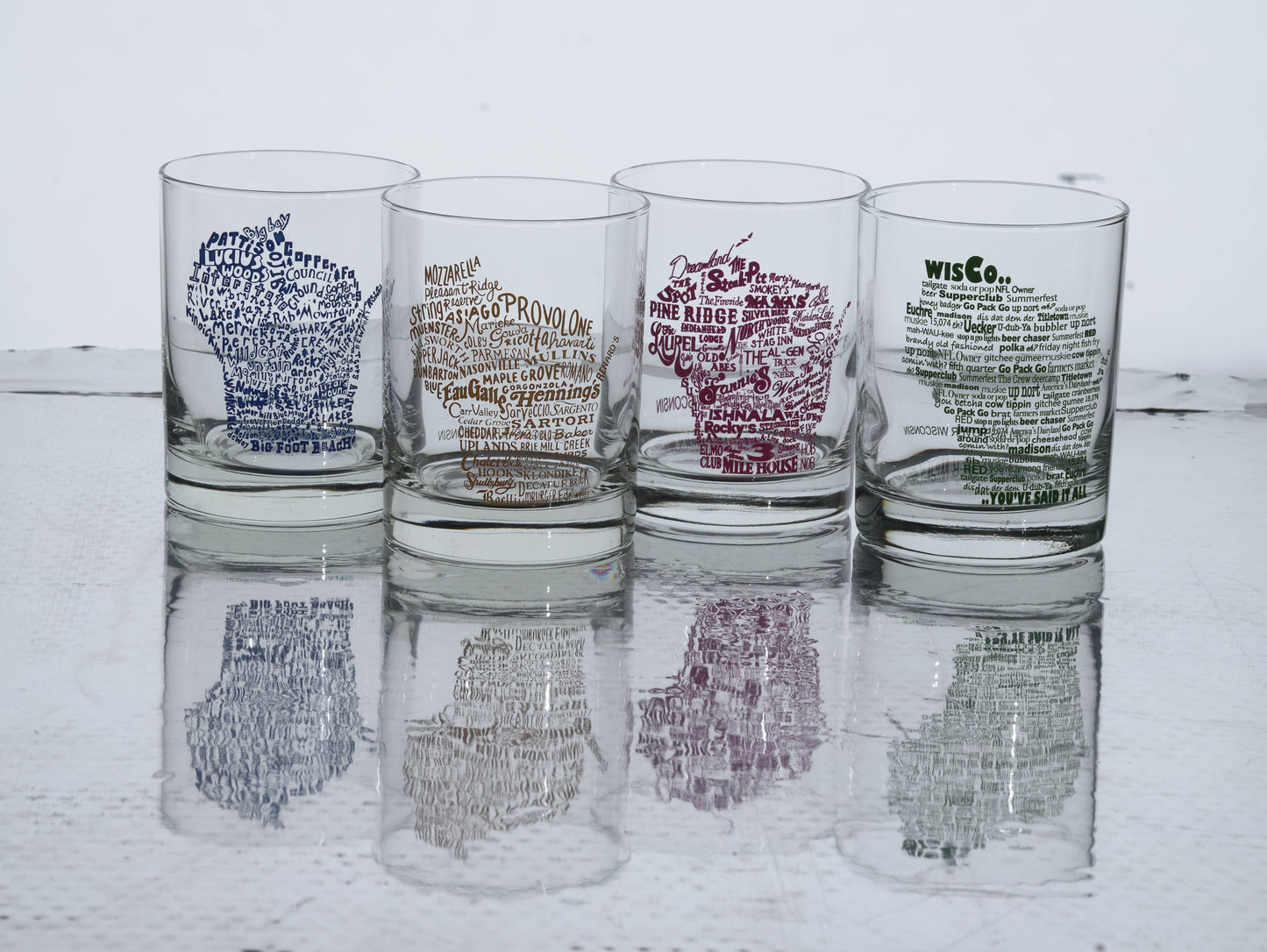 Flags Over Wisconsin - Wisco Lingo Rocks Glass
