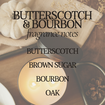 RR104 Rustic Rays Candle Co. - Butterscotch & Bourbon 12 oz Soy Candle - Fall Home Decor
