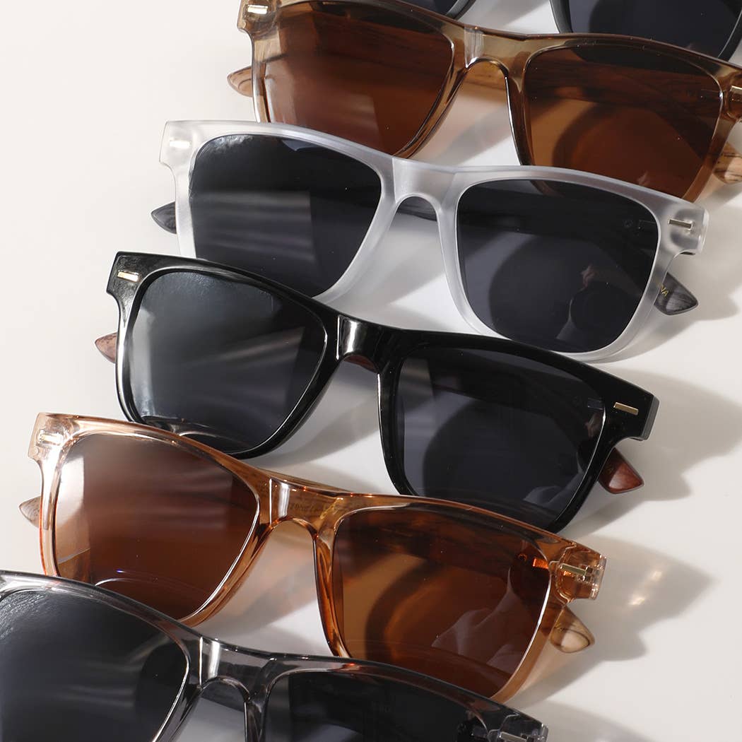 Fashion City - Square Shape Frame Wood Legs Fashion Sunglasses