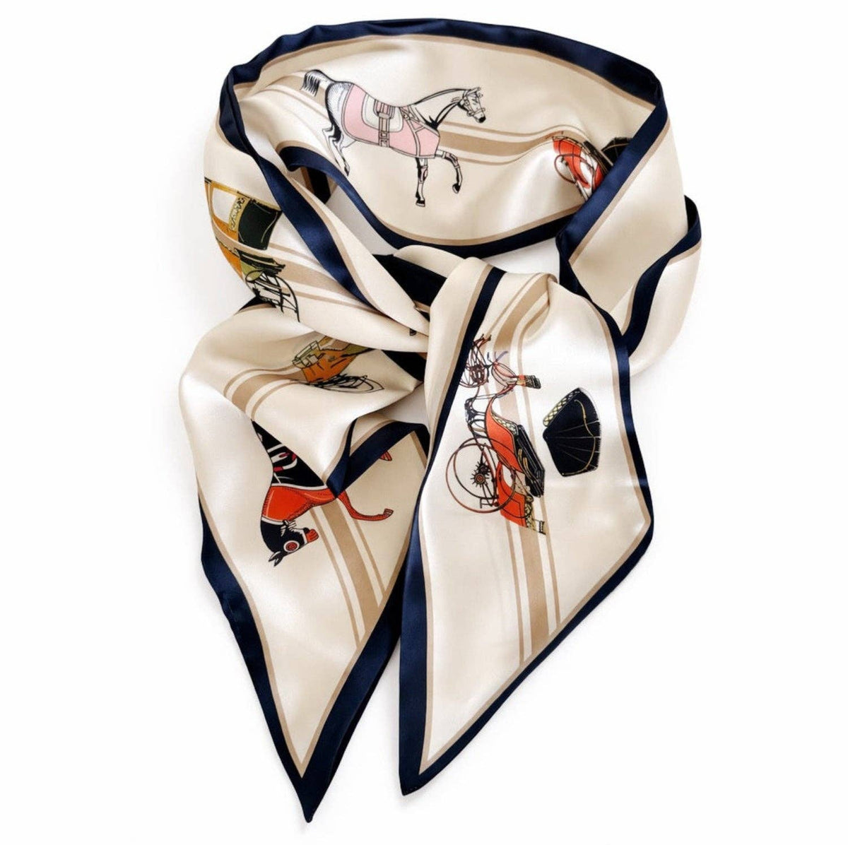 Ellison+Young - Equestrian Luxe Jumbo Twilly Scarf – Horse & Carriage Print