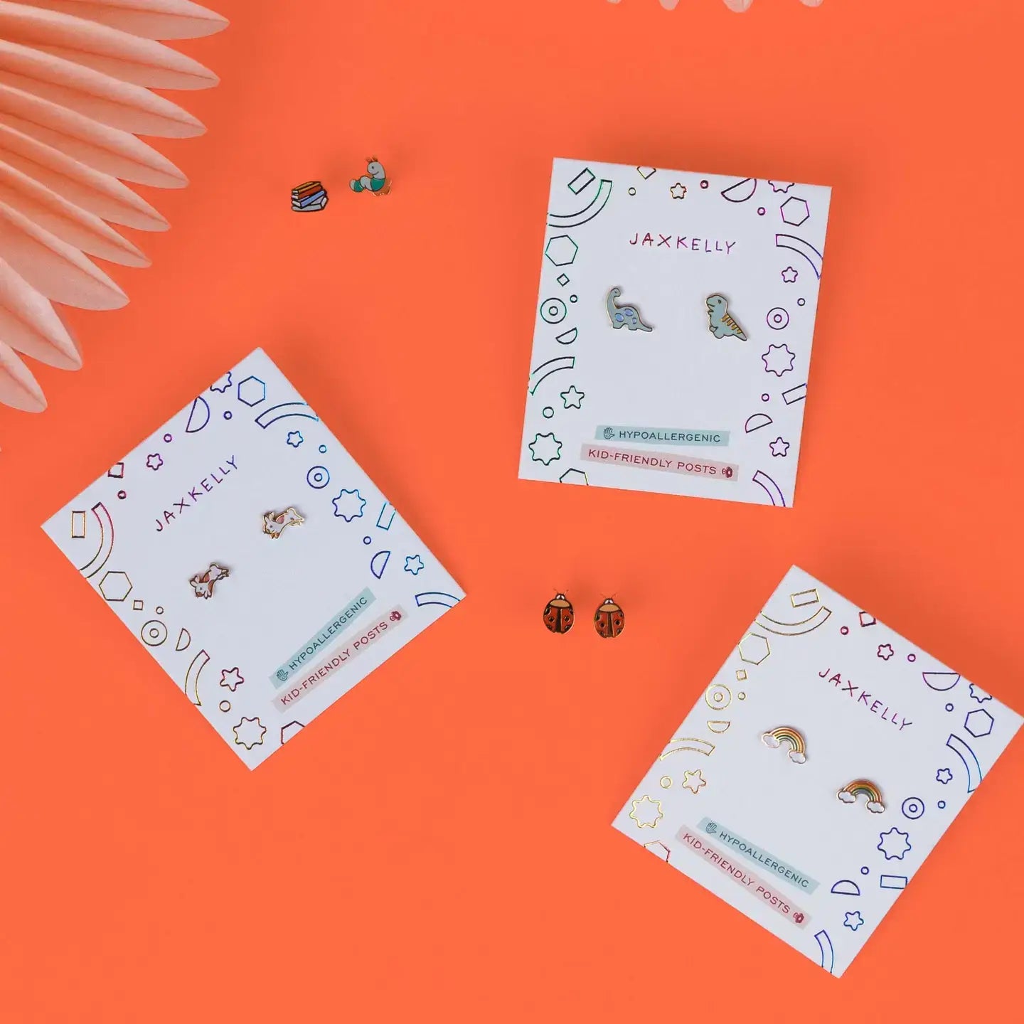 JaxKelly - Ladybug Enamel Flat Back Kids Earrings