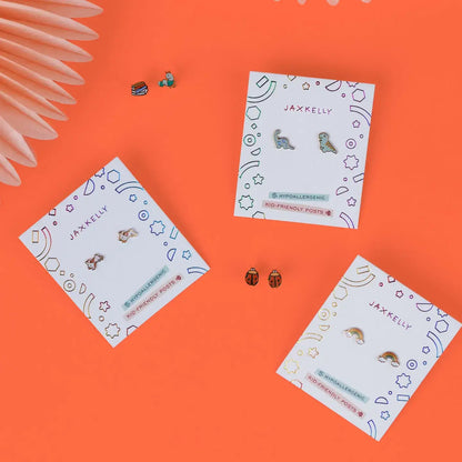 JaxKelly - Rainbow Enamel Flat Back Kids Earrings