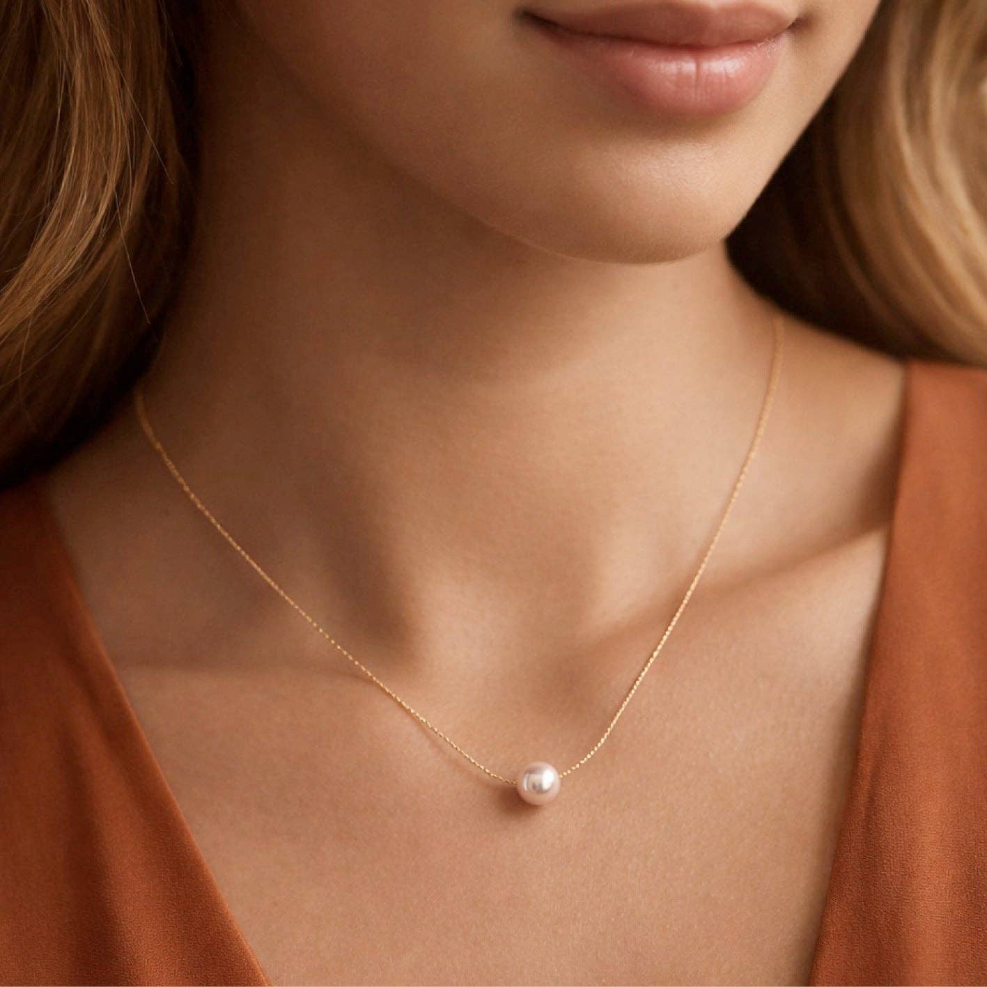 MA216 Mia Accessories - 18K Gold Plated Waterproof Stainless Steel Freshwater Pearl Necklace - 7136 7137