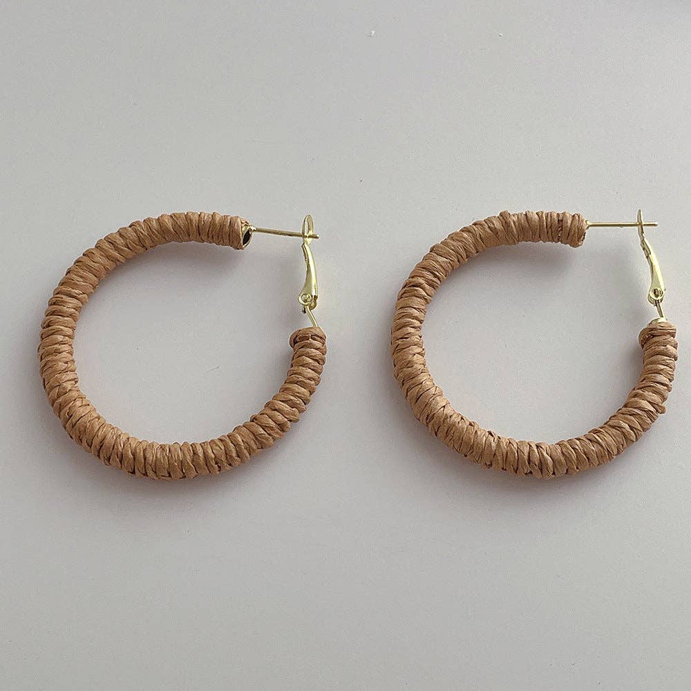 Dipped Shop - Vintage Cool Rattan Circle Hoop Earrings DPJE1719