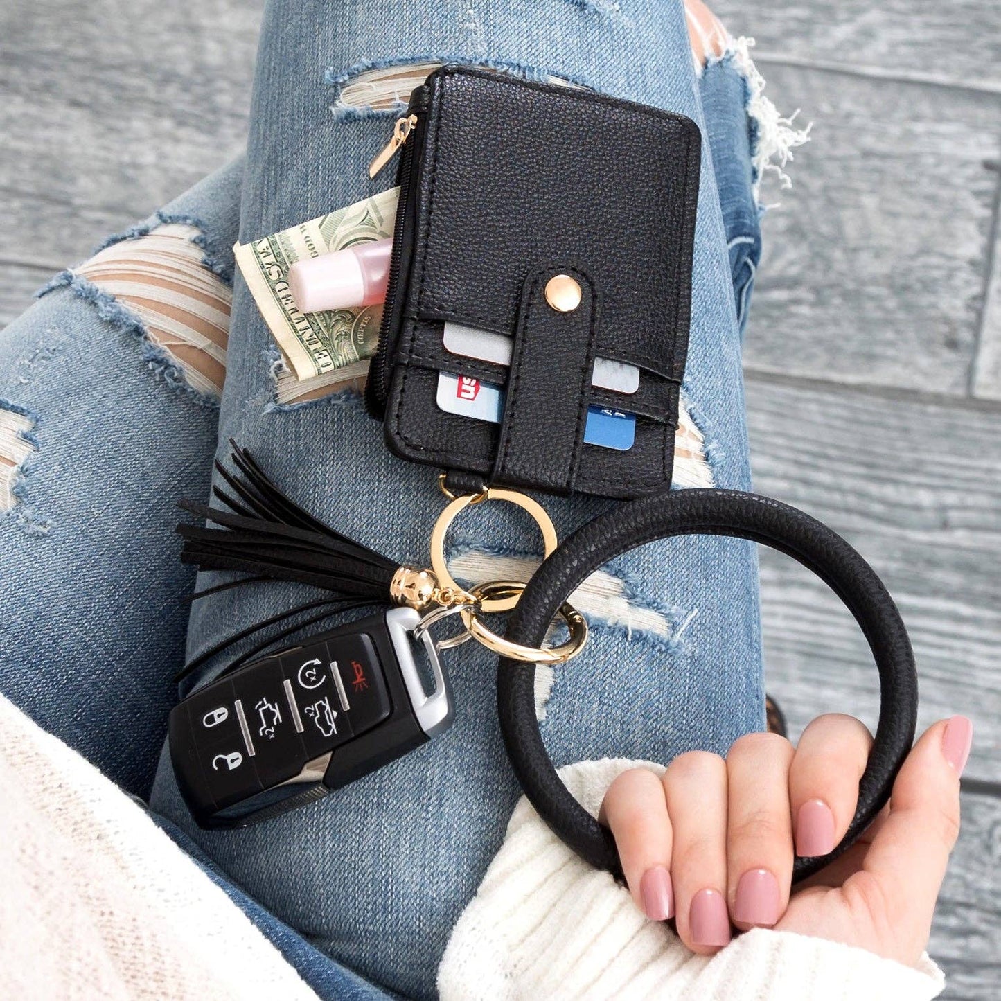 Aili's Corner - Key Ring ID Wallet Zip Bracelet
