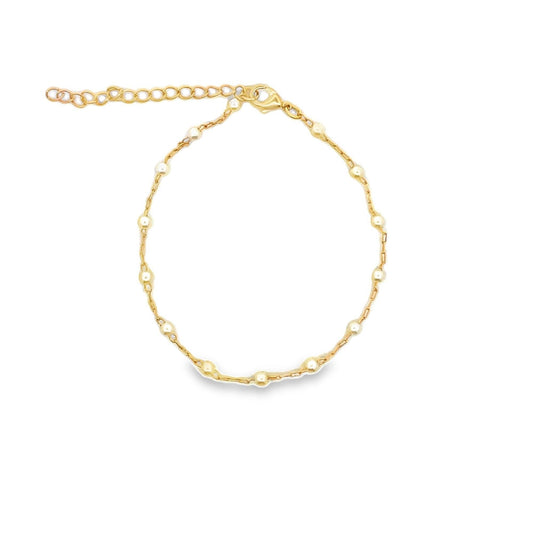 MIA Jewelry - 18K Gold-Filled White Pearl Beaded Bracelet