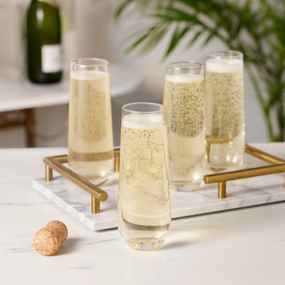 TRUE - Stemless Glass Champagne Flutes - Set of 4