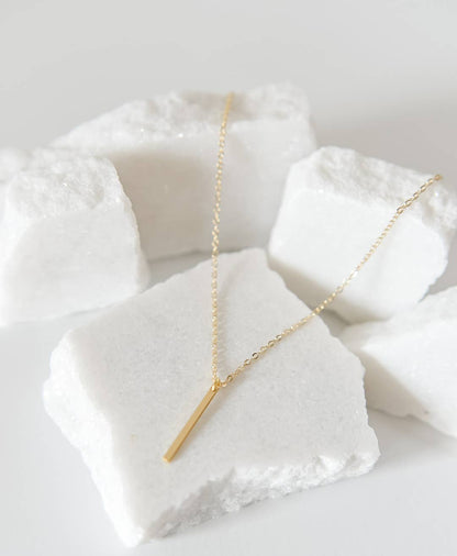Bella Rey jewelry - Arlee dainty bar charm necklace 18k gold plated 