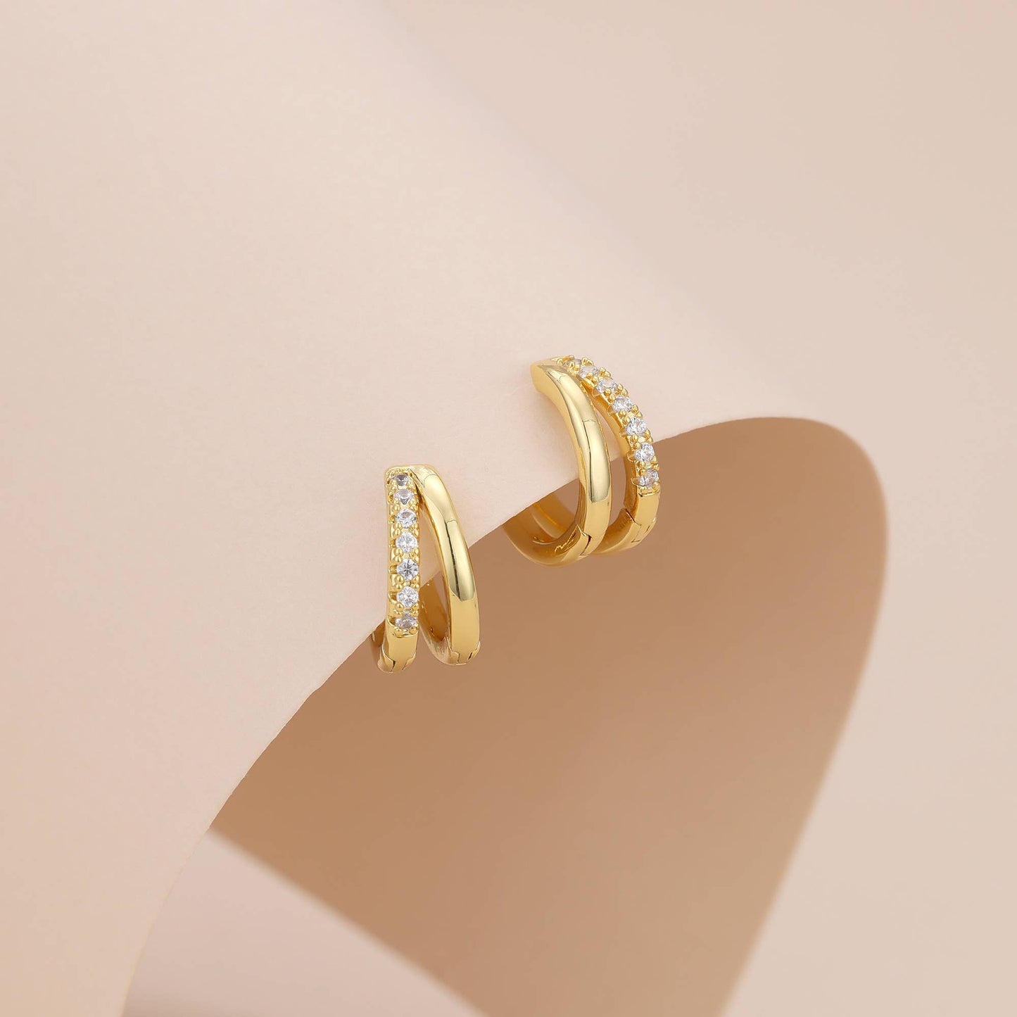 Melange Blanc - E182 double hoop huggie earring, double hoop earring