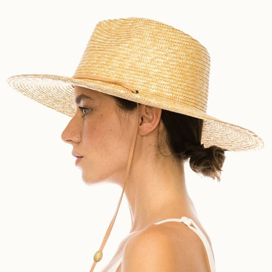 Olive & Pique - Structured Summer Straw Rancher Hat with Chin Cord