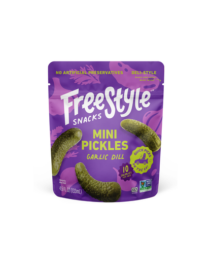 Freestyle Snacks - Garlic Dill Mini Pickles 4.5oz - Freestyle Snacks