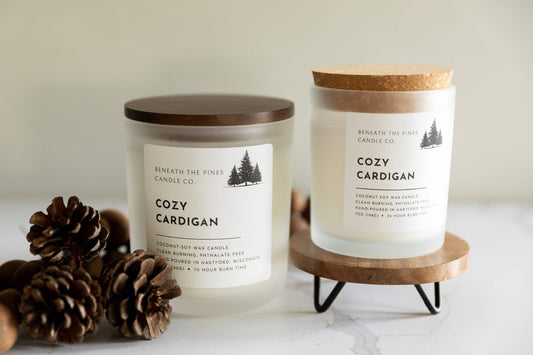 Beneath The Pines Candle Co. - Cozy Cardigan - Coconut-Soy Candle