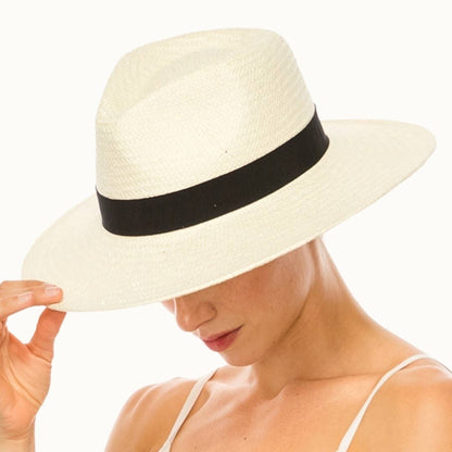 Olive & Pique - Handwoven Ivory Toyo Straw Panama Hat, Adjustable