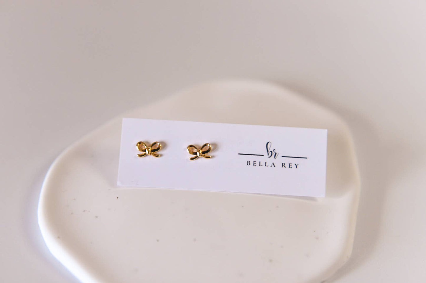 Bella Rey jewelry - The Lela bow 18k gold plated stud earrings dainty