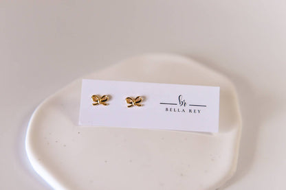 Bella Rey jewelry - The Lela bow 18k gold plated stud earrings dainty