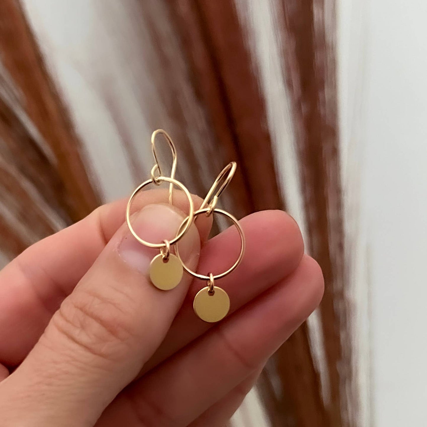 Sela+Sage - Gold Filled Circle Dangle Earrings