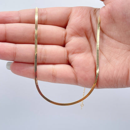 Milie Jewels - 18K Gold Filled Flexible 16"Herringbone 2mm and 2.5mm Chain