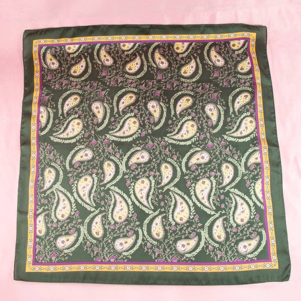 Anarchy Street - Paisley Floral Print Satin Square Scarf