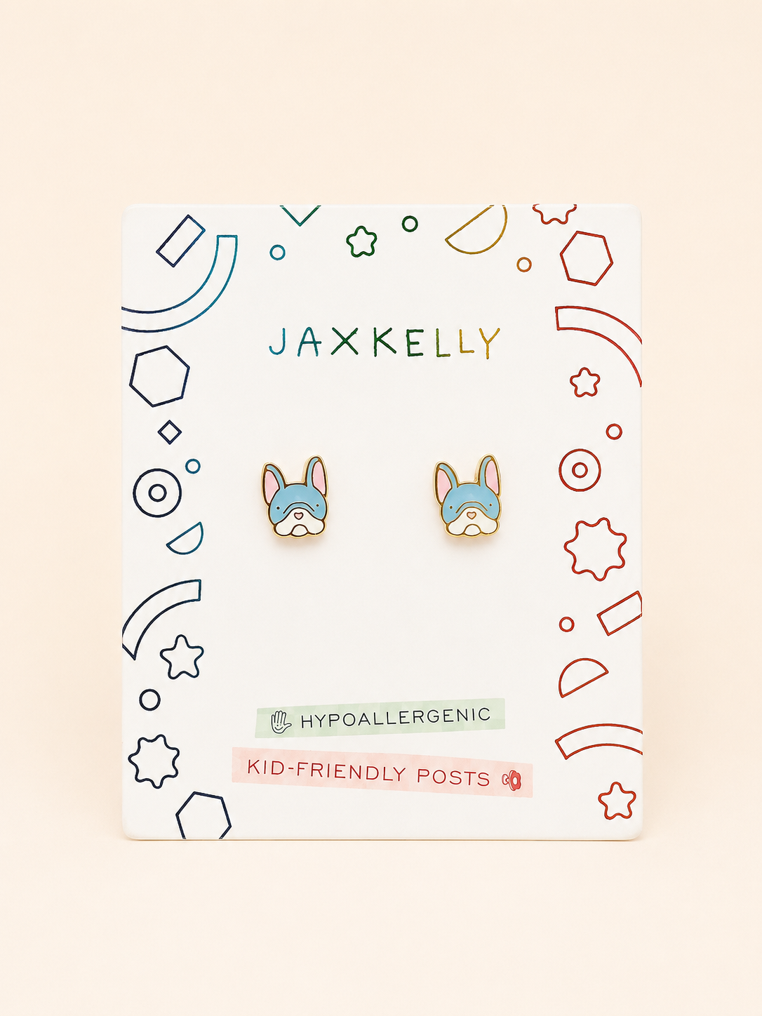 JaxKelly - Frenchie Dog Enamel Flat Back Kids Earrings
