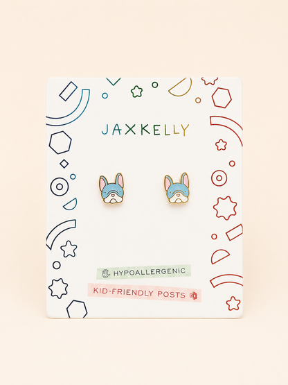JaxKelly - Frenchie Dog Enamel Flat Back Kids Earrings
