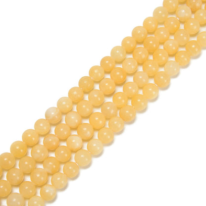 CRCBEADS - Natural Yellow Jade Smooth Round Beads Size 6mm 8mm 10mm 15.5'' Strand