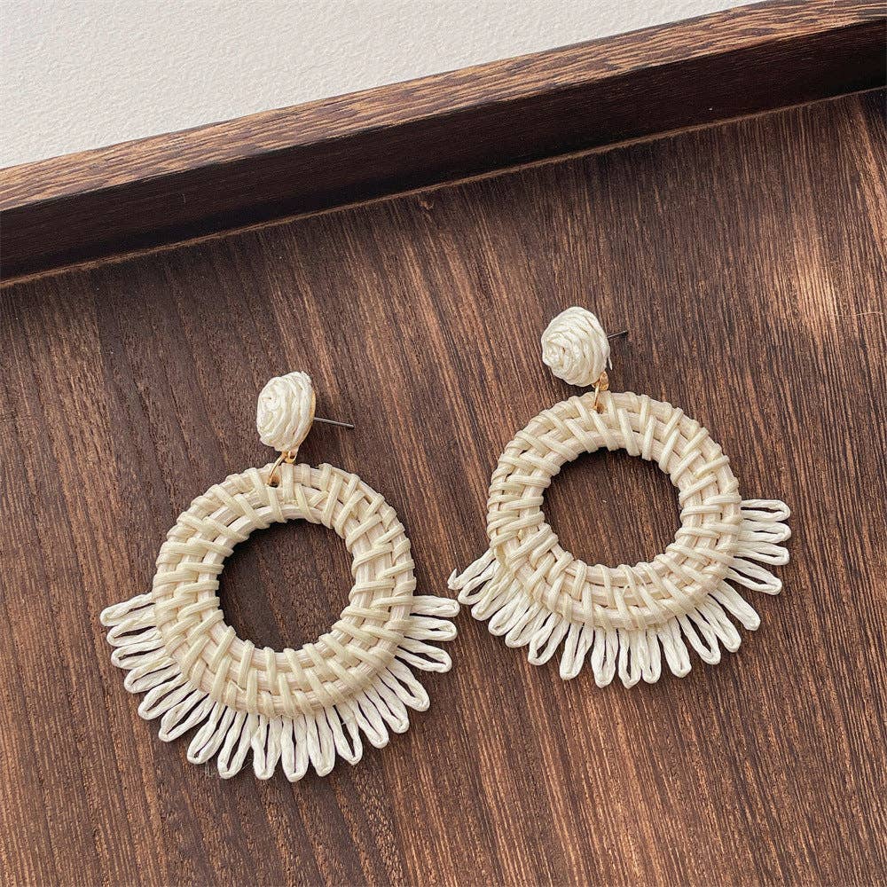 Dipped Shop - Vintage Handwoven Rattan Grass Earrings DP25D776