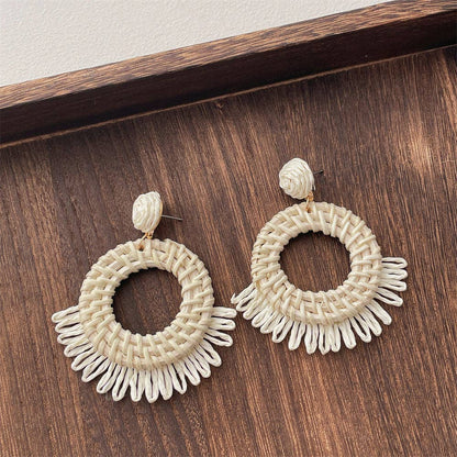 Dipped Shop - Vintage Handwoven Rattan Grass Earrings DP25D776