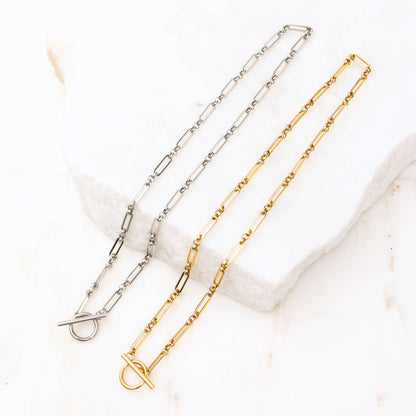 Aili's Corner - 18K STAINLESS STEEL TOGGLE CHAIN NECKLACE