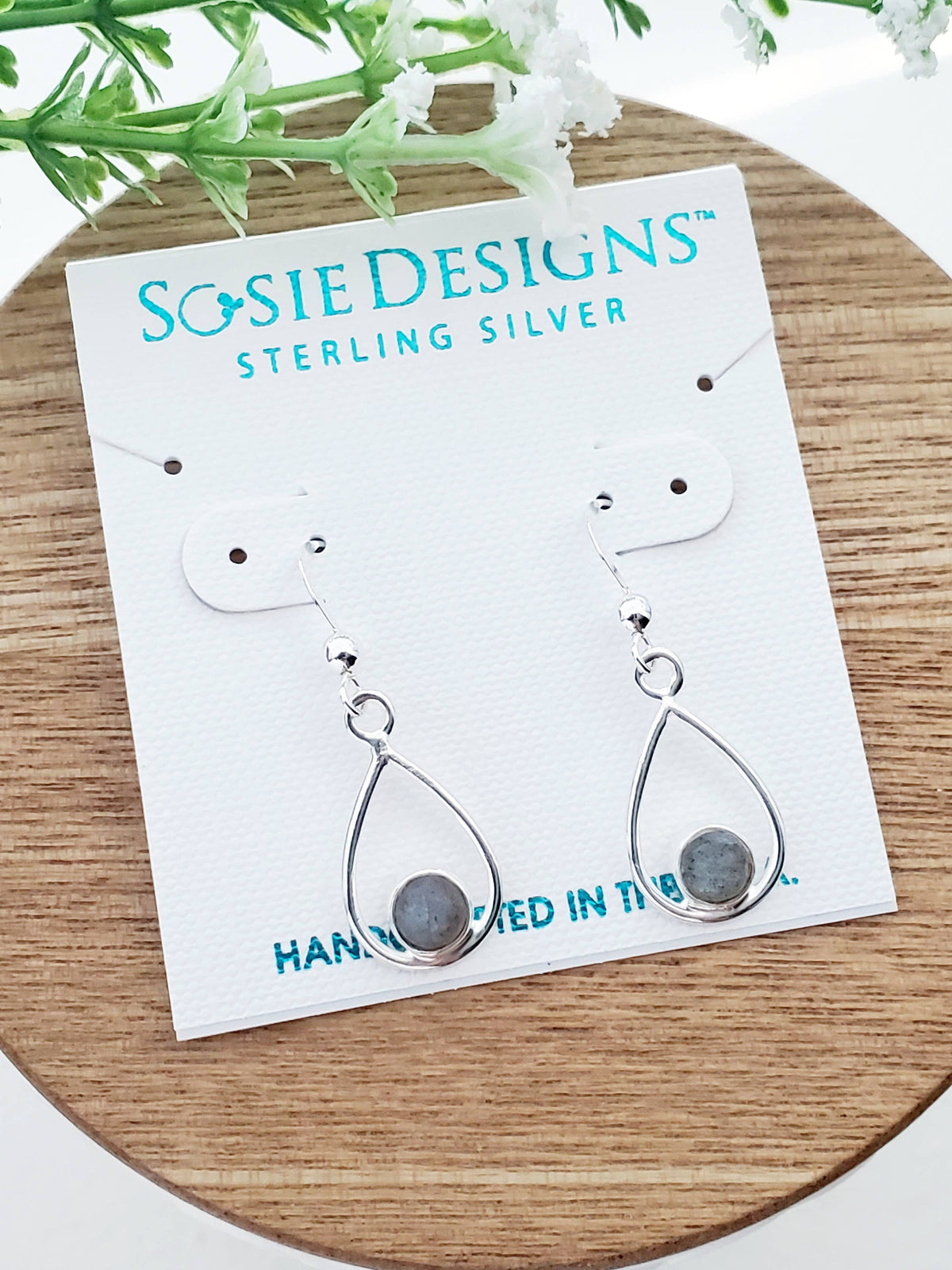 SD101 Sosie Designs - Sterling Silver Teardrop Earrings - Labradorite