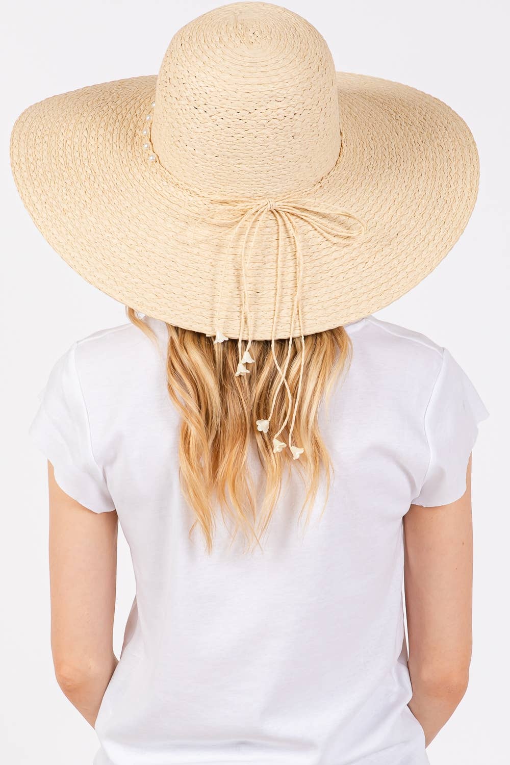 Collections by Fame Accessories - Braided Pearl Band Floppy Sun Hat