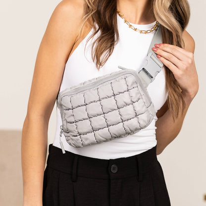 Aili's Corner - Evyn Quilted Puffer Sling Crossbody Belt Bum Fanny Waist Bag