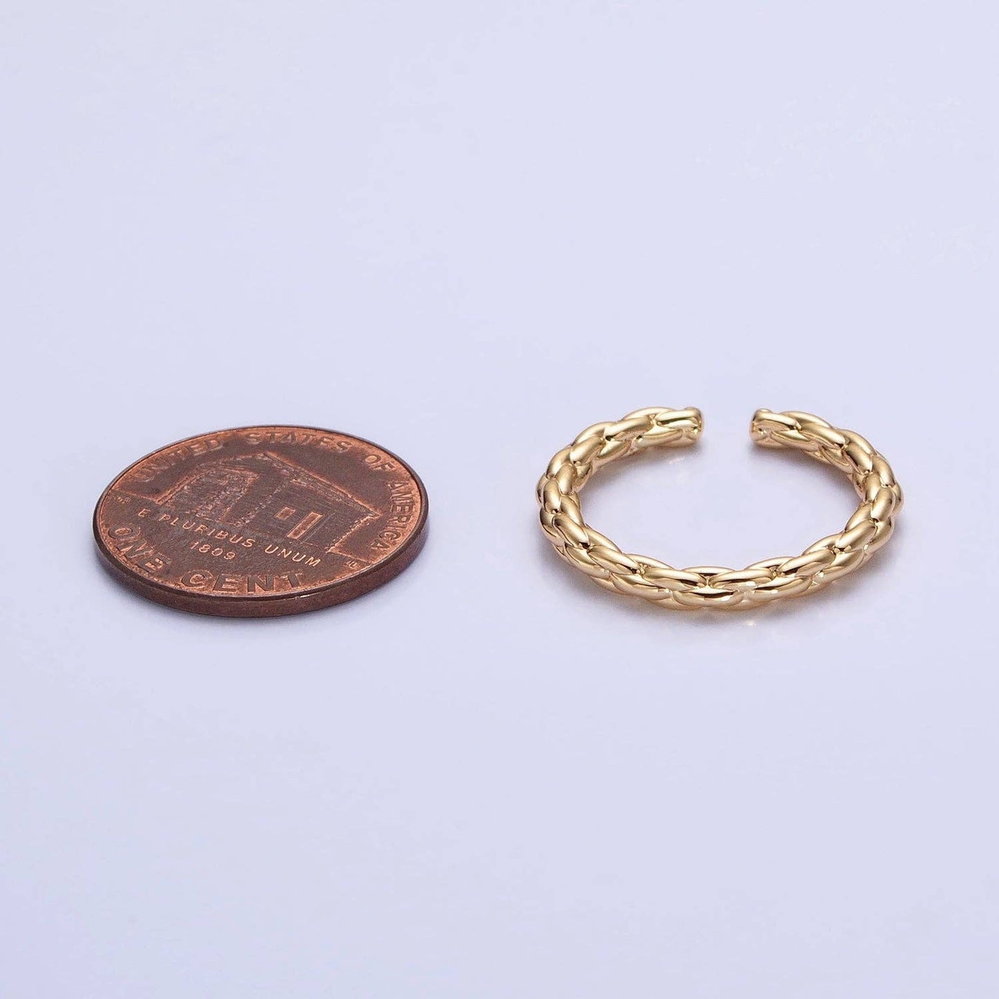Aim Eternal - Dainty Gold Rope Ring Open Adjustable Silver Thin Ring