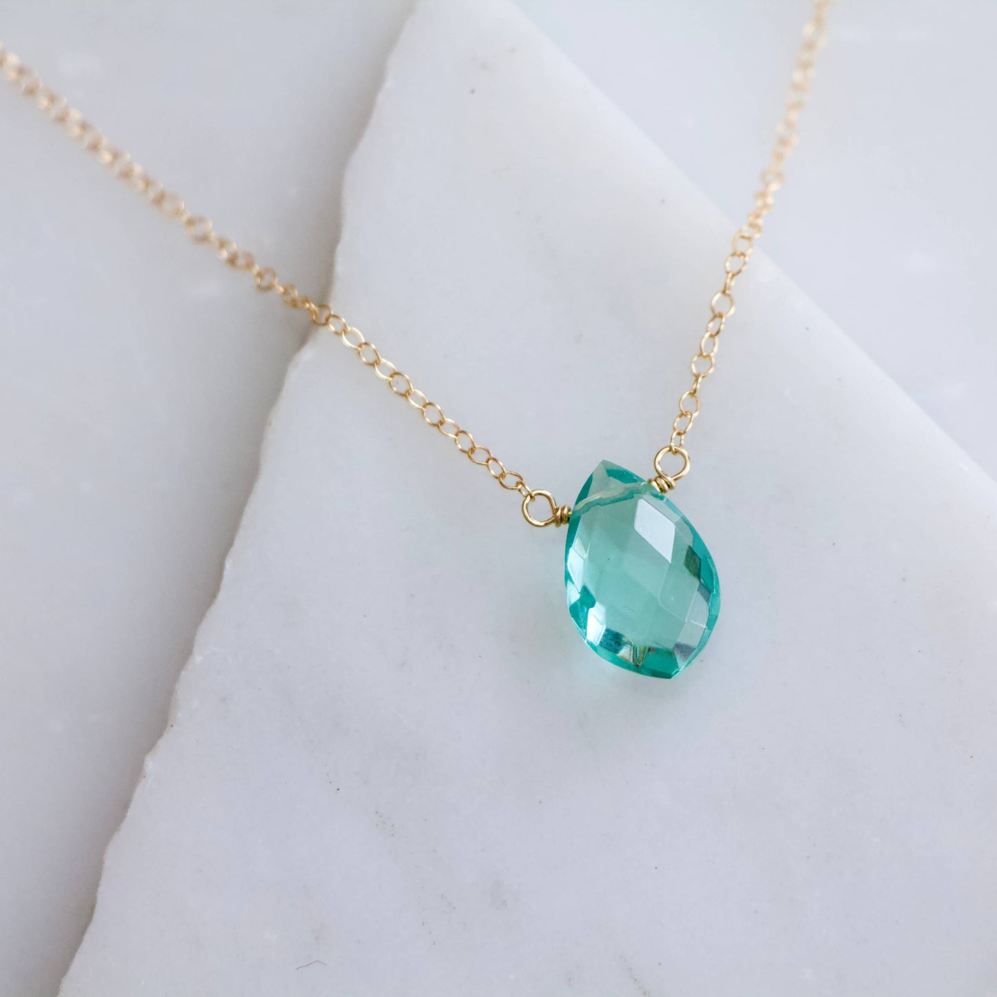 Mesa Blue - Aquamarine Quartz Necklace - Gold Filled
