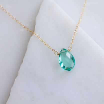Mesa Blue - Aquamarine Quartz Necklace - Gold Filled