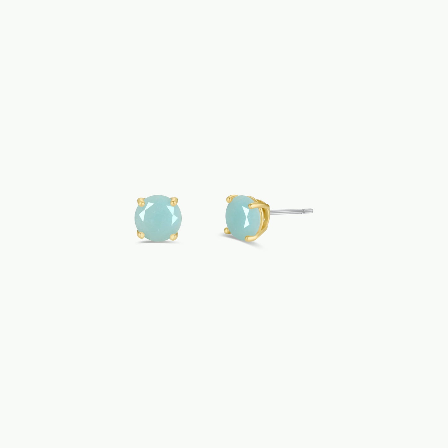 JaxKelly - Round - Amazonite Gemstone - Gold Earrings