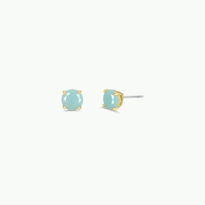 JaxKelly - Round - Amazonite Gemstone - Gold Earrings